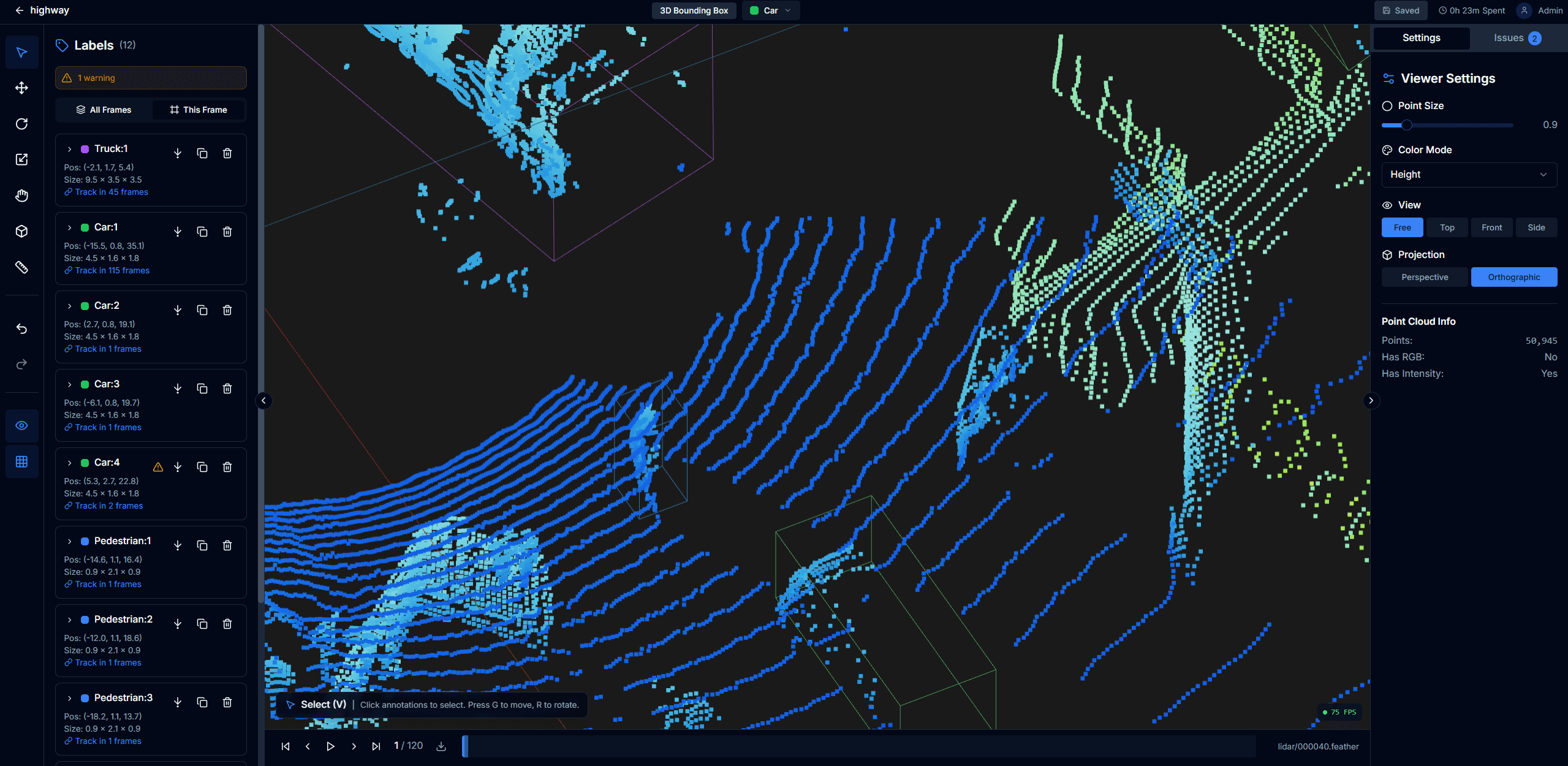 Pointwise annotation editor with bounding boxes